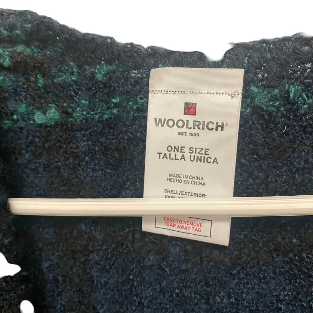 Woolrich Blue Green Boucle Brooke Plaid Poncho Shawl One Size - Image 3