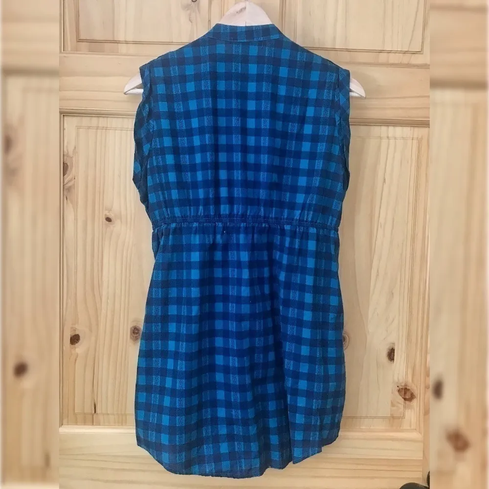 Vintage l.e.i. sleeveless plaid babydoll tunic top vest size large - Image 7