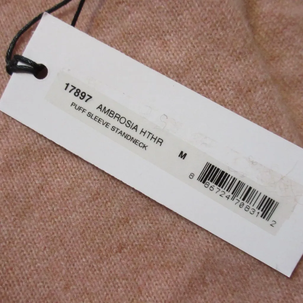 NWT White + Warren Cashmere Puff Sleeve Standneck in Ambrosia Heather Sweater M Size M - Image 4