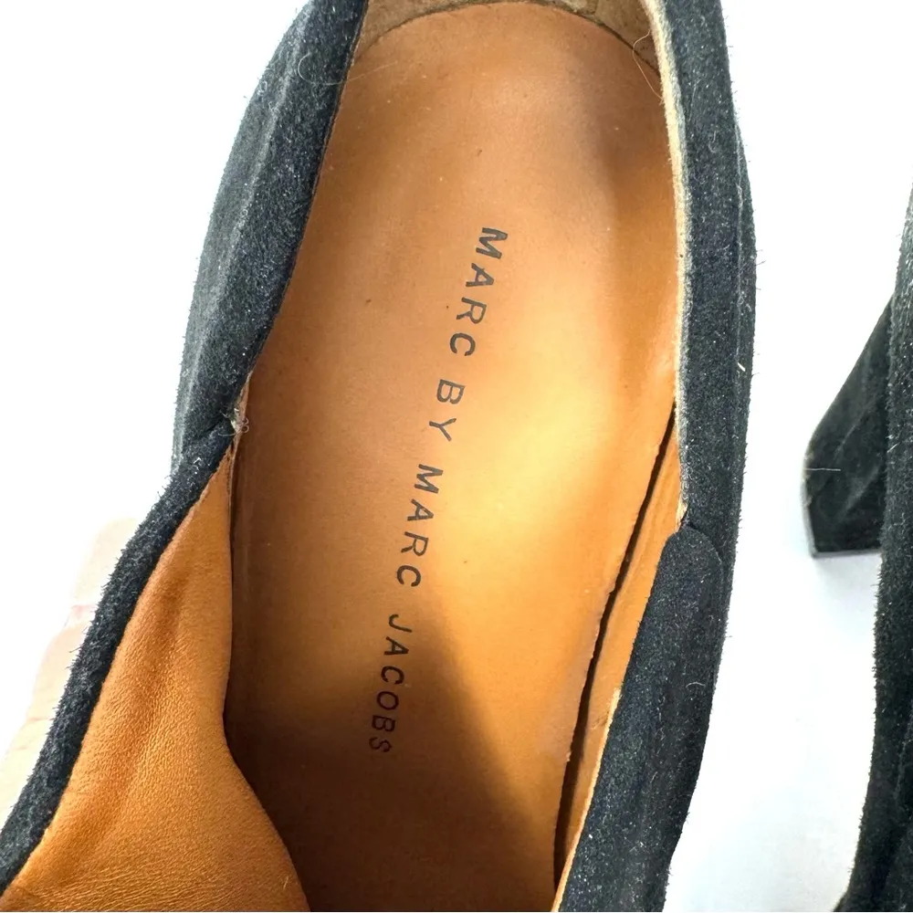 MARC JACOBS black suede “mini mouse” stacked heels, size 39.5 - Image 14