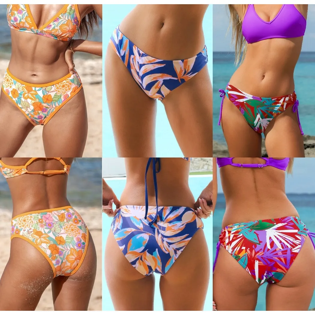 NWT Cupshe LOT OF 3 Swim Bikini Bottoms - Tropical Hawaiian Beach Bundle Sz S - Image 2