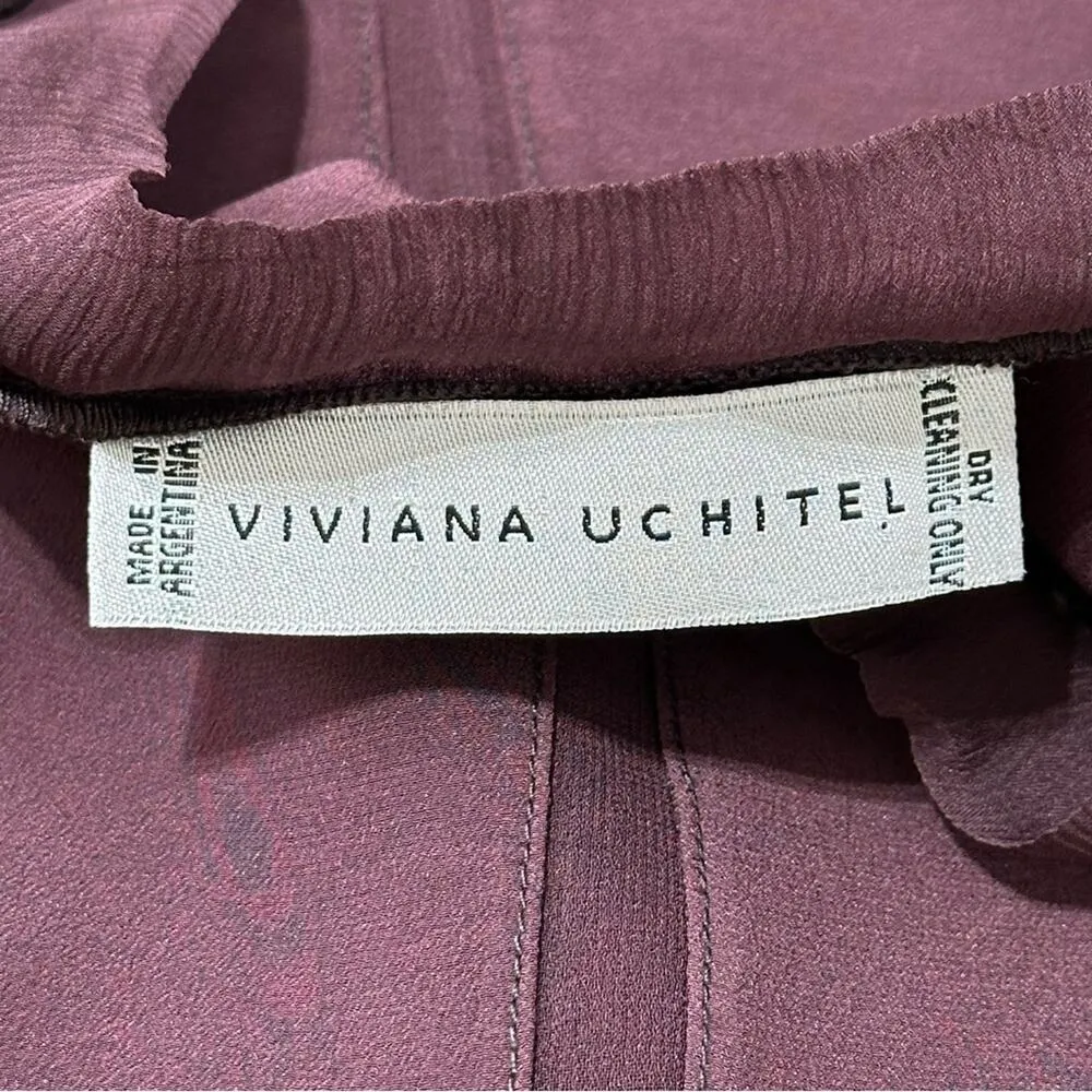 Viviana Uchitel Women’s Size 4 Burgundy Maroon Silk Long Sleeve Top Blouse Red - Image 6