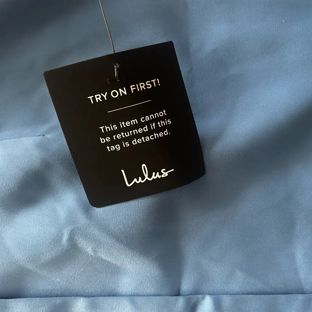 Lulus Extremely Chic Blue Collared Tie-Back Button-Up Mini Dress Size Small - Image 8