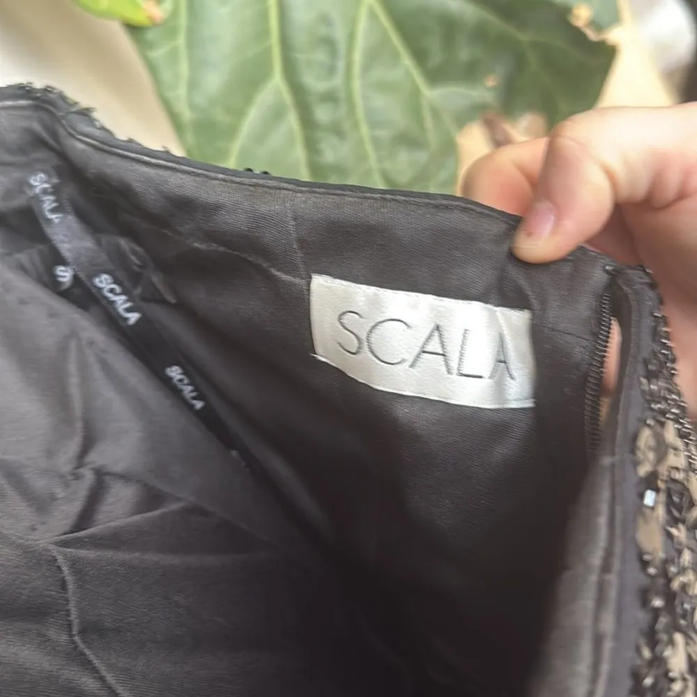 Scala Silk Black Sequin Beaded Dress Strapless Sweetheart Prom Formal Cocktail - Image 6