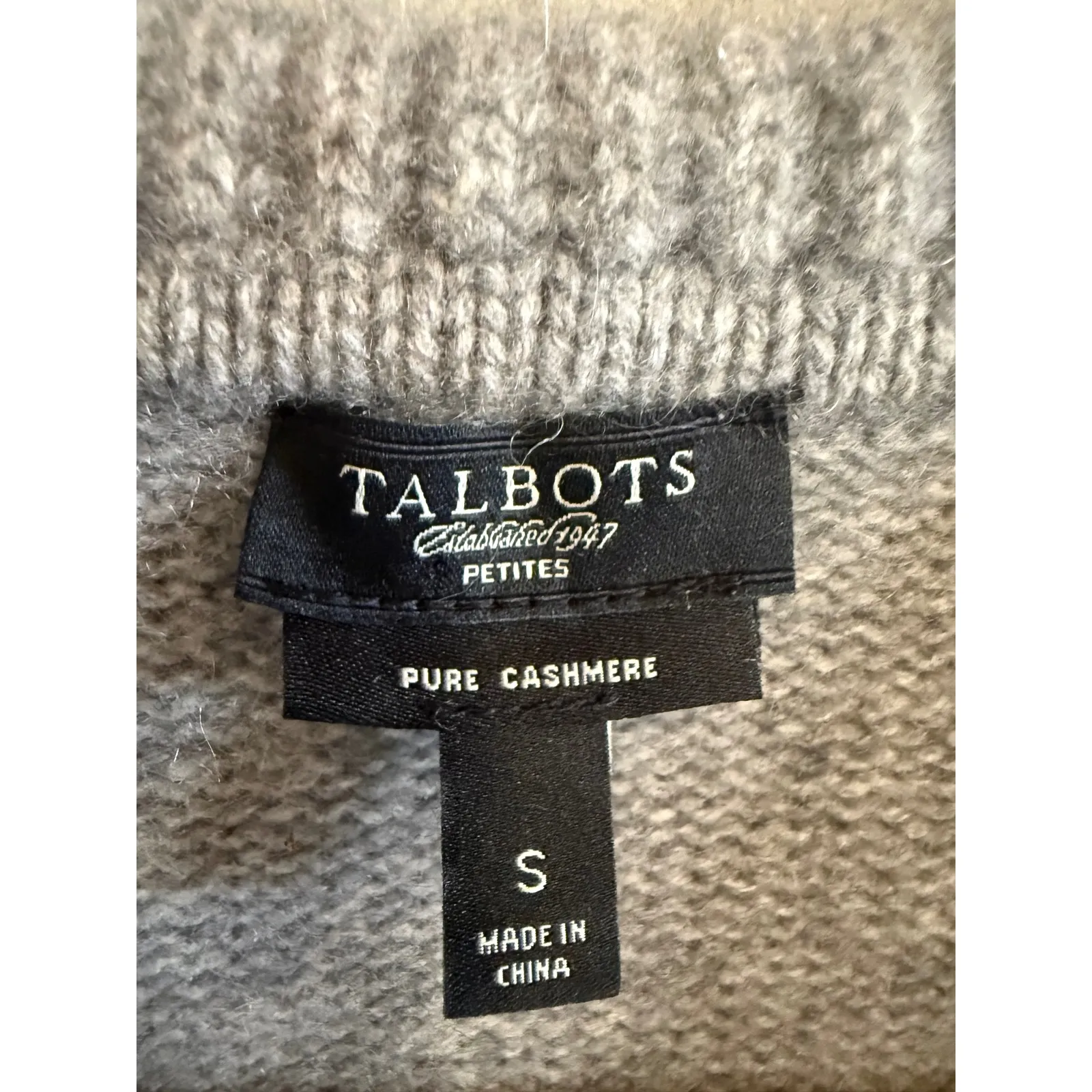 Talbots Petites Pure Cashmere Cardigan Sweater Women's Size S Grey Shawl Collar - Image 4