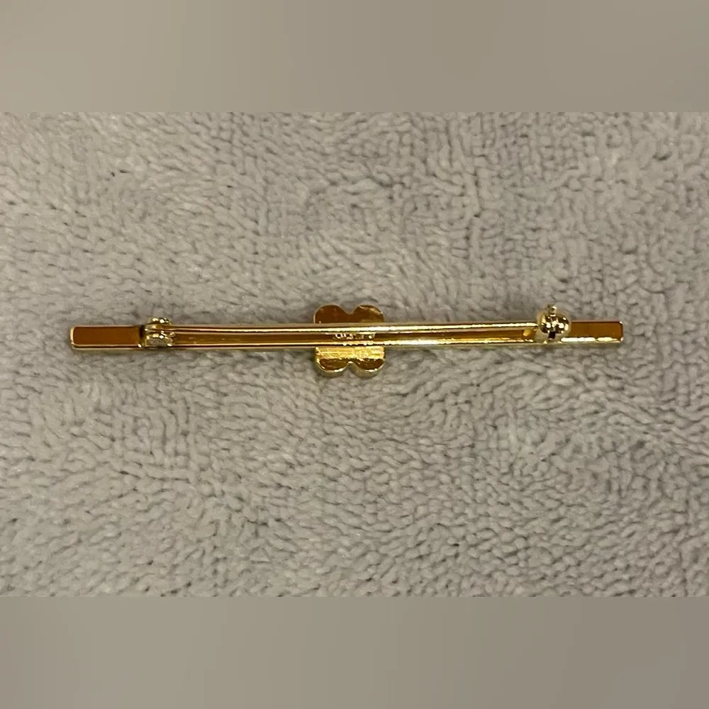 Avon Vintage 1979 "Ice Flower" Gold Tone Rhinestone Bar Brooch Pin - Image 3