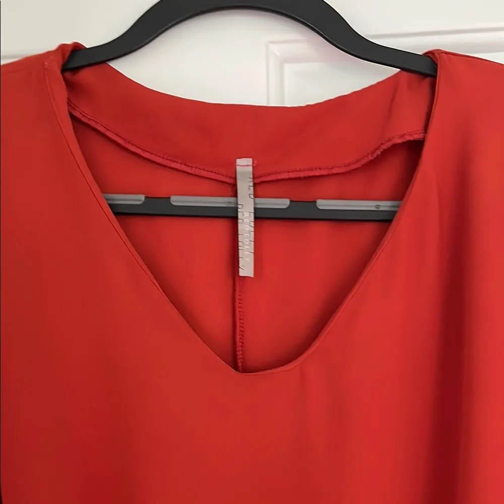 Red Tie Front Blouse with Relaxed Fit - Image 2