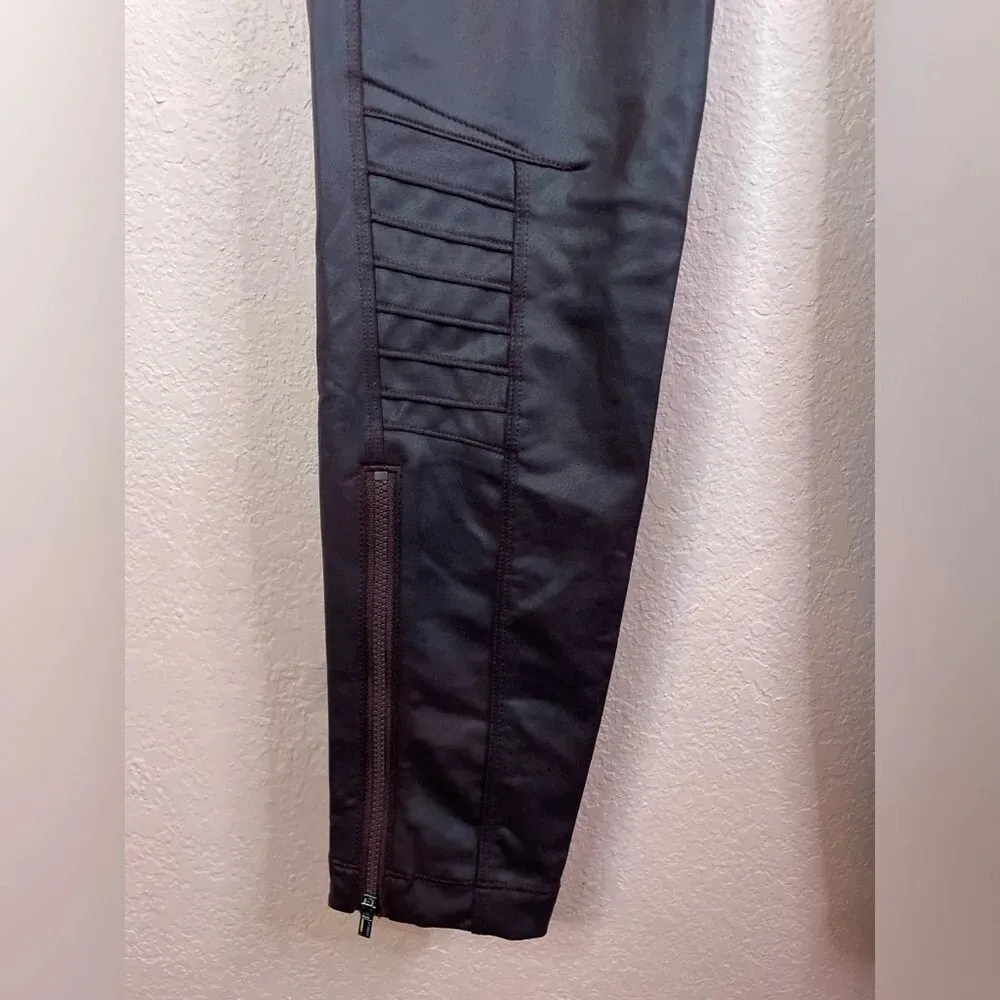 Athleta Delancey Gleam Moto Tight Legging Faux Leather size S Decadent Chocolate - Image 7