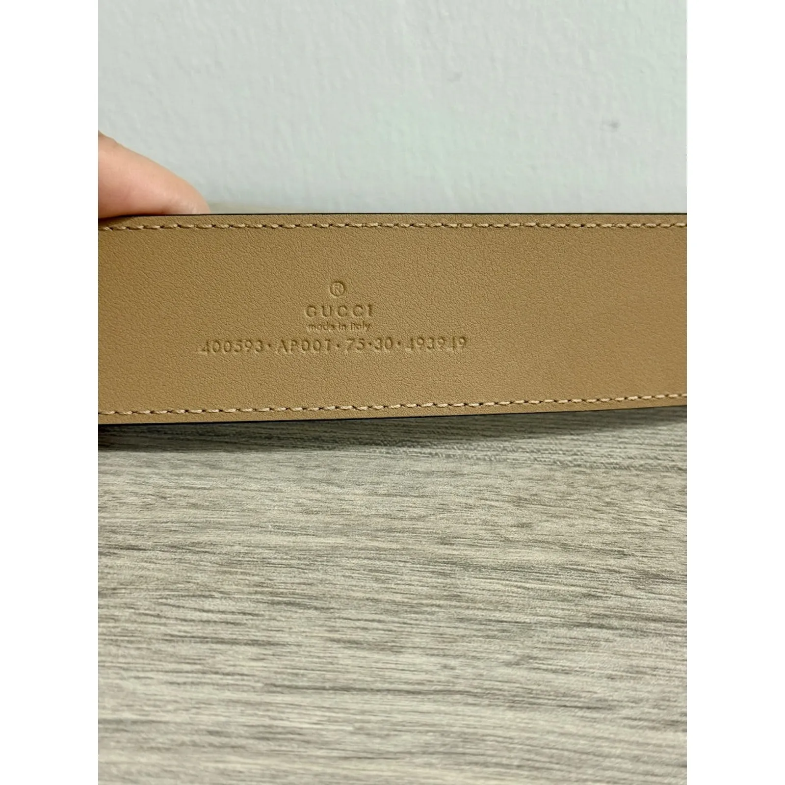 Gucci Leather Wide GG Marmont Gold Buckle Belt Tan Women's Size 75 - Image 5