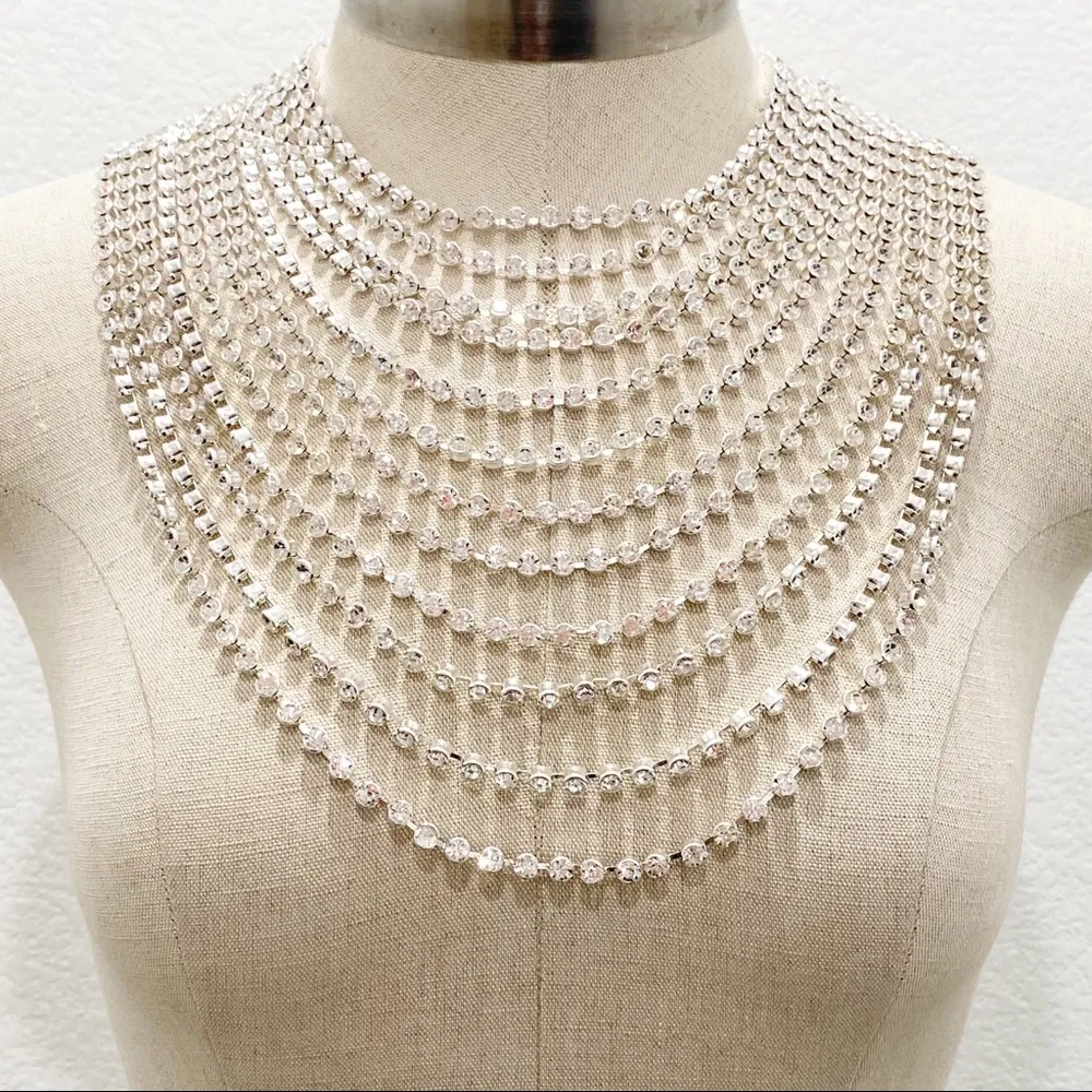 DUNDAS x REVOLVE Etta Crystal Embellished Statement Necklace In Silver - Image 5