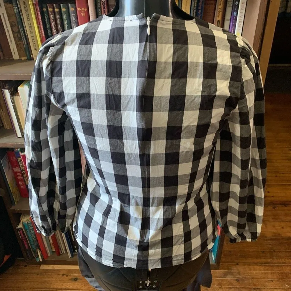 J Crew black & white gingham classy royalcore 6 blouse Black - Image 2