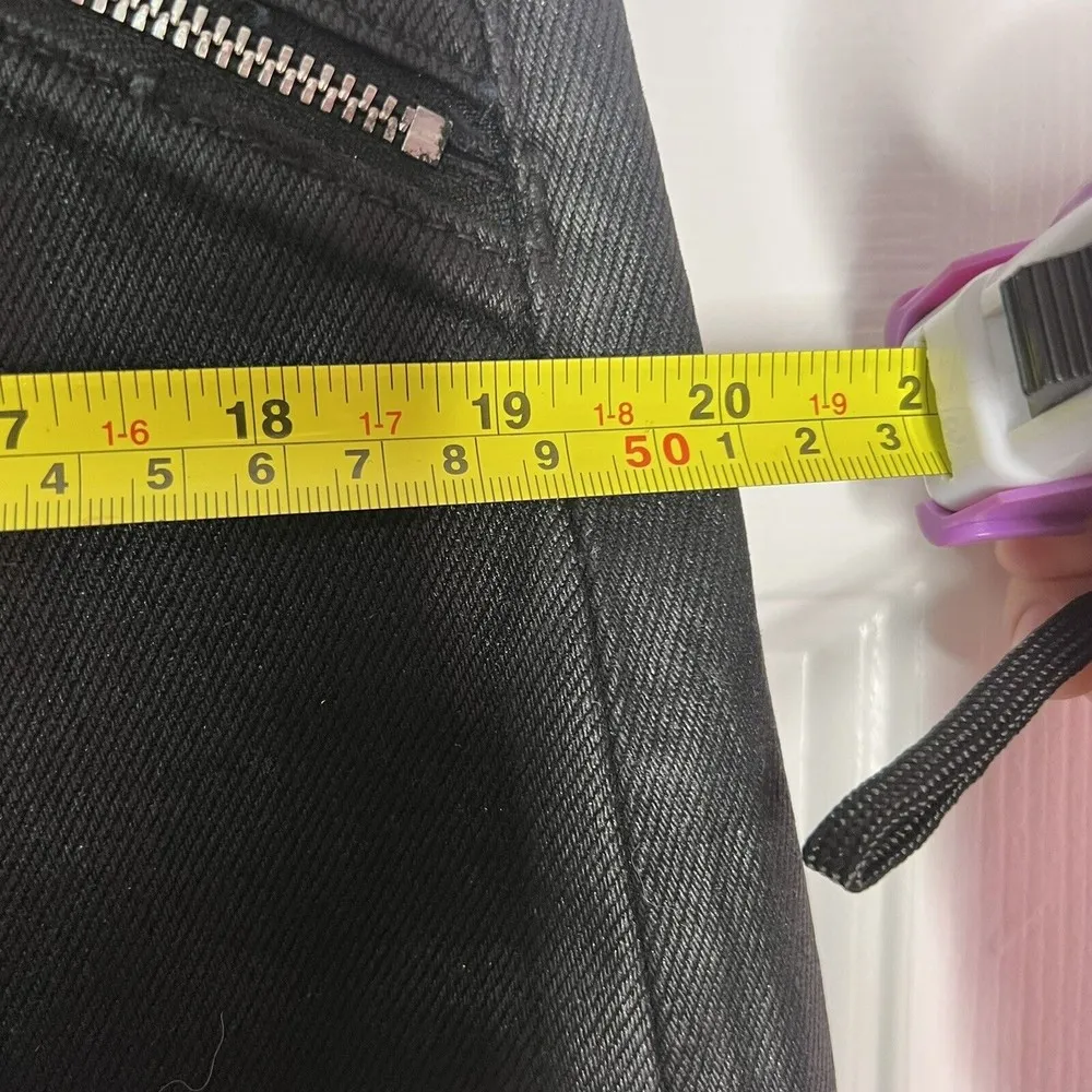 Paige Aideen High Rise Mini skirt Coated Black Sheen Zipper Pockets Size 31 Punk - Image 12