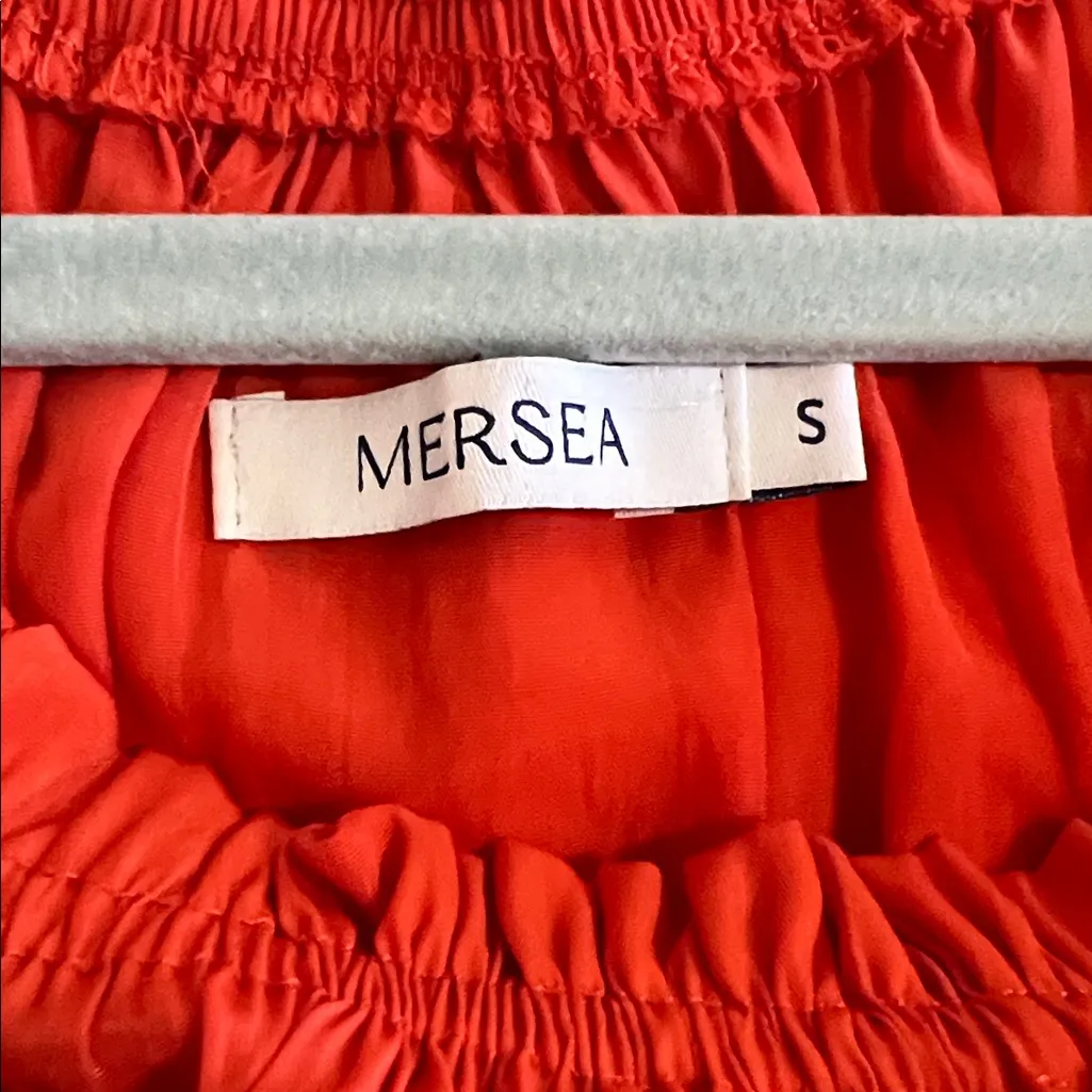 Mersea $168‎ Red Ruffle Blouse Size Small - Image 4