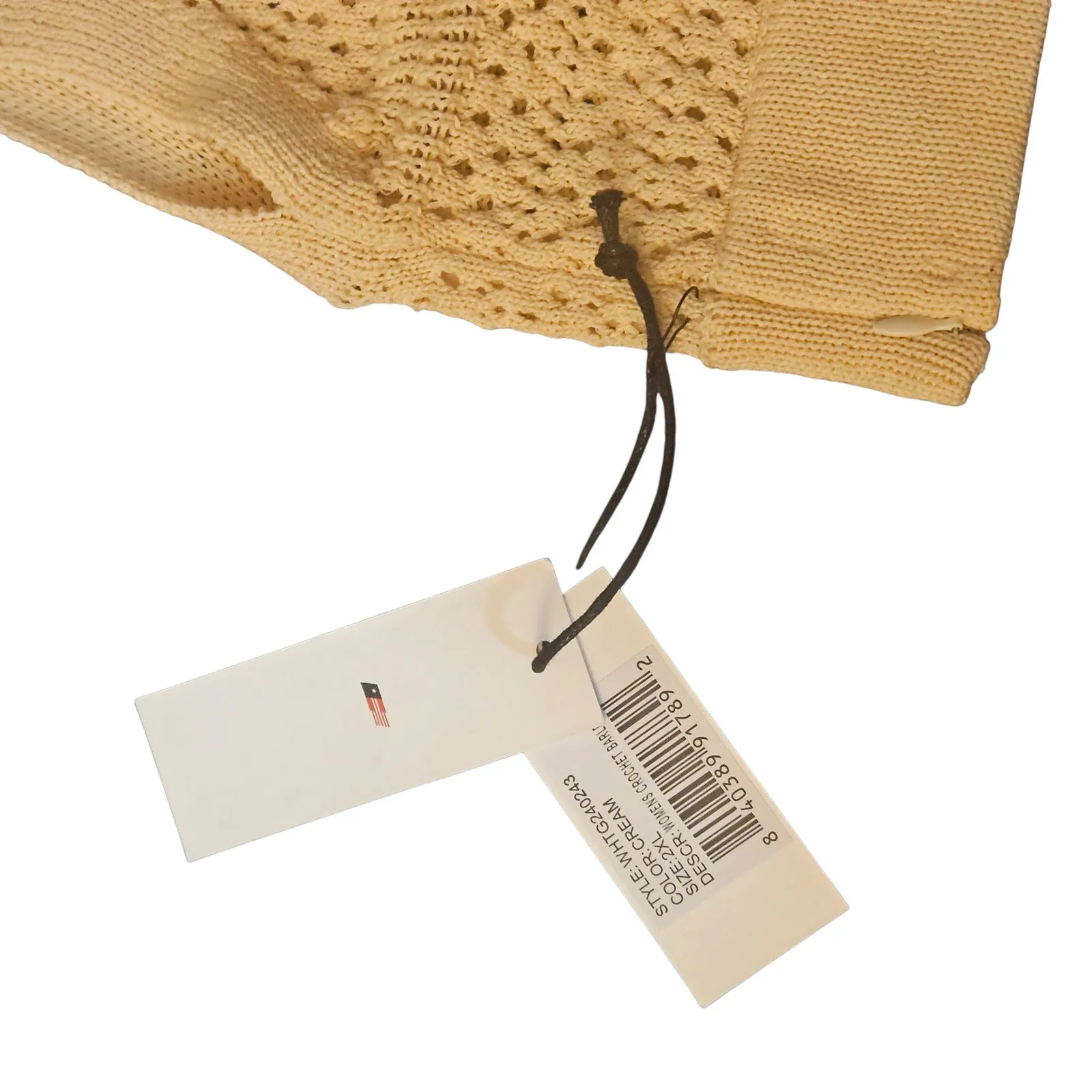 Honor the Gift Cream Crochet Knit Sleeveless Crop Top V Neck‎ Beach Cover Up Size XXL - Image 3