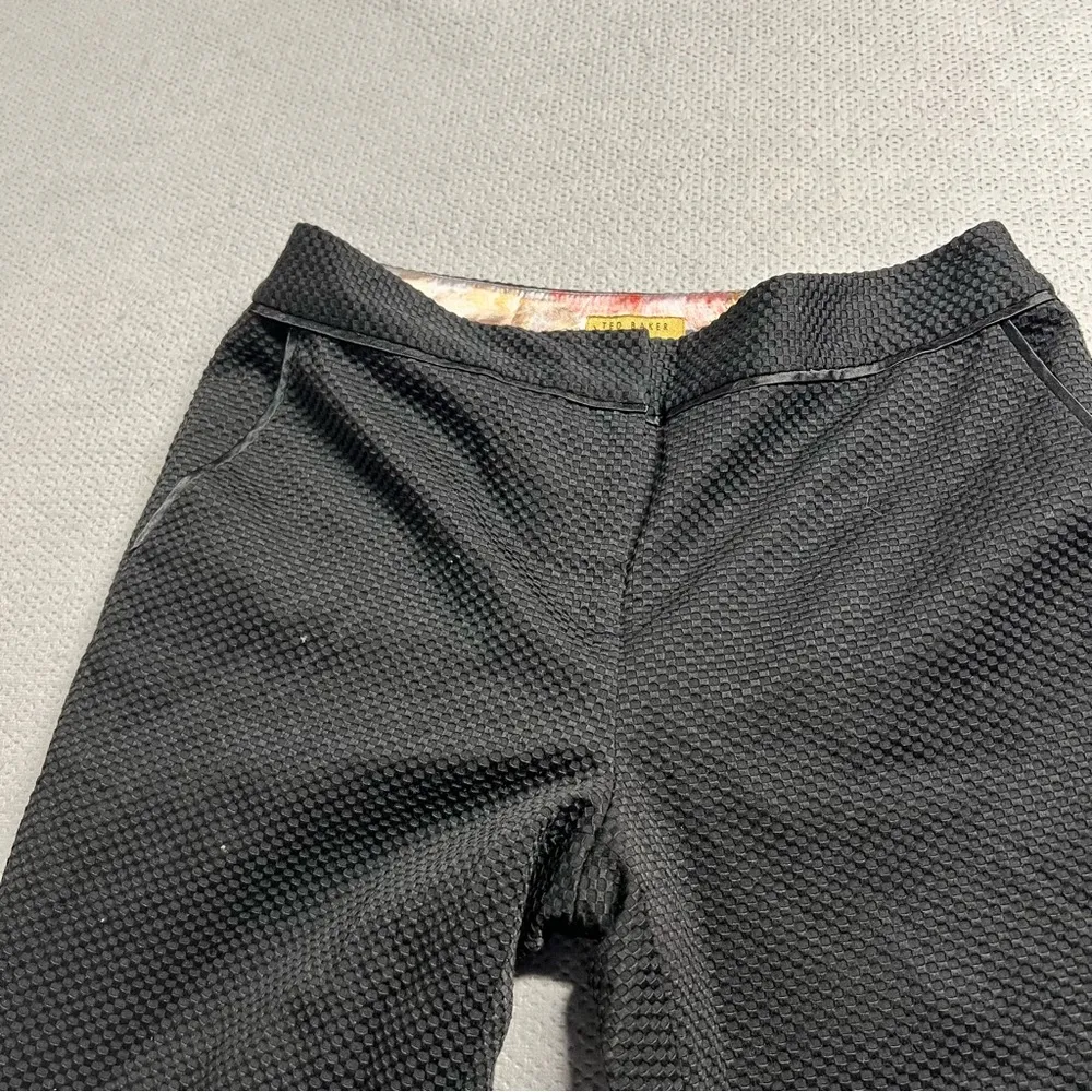 Ted Baker Black Textured Straight Leg Classic Slacks Dress Pant Size 4 EUC - Image 3