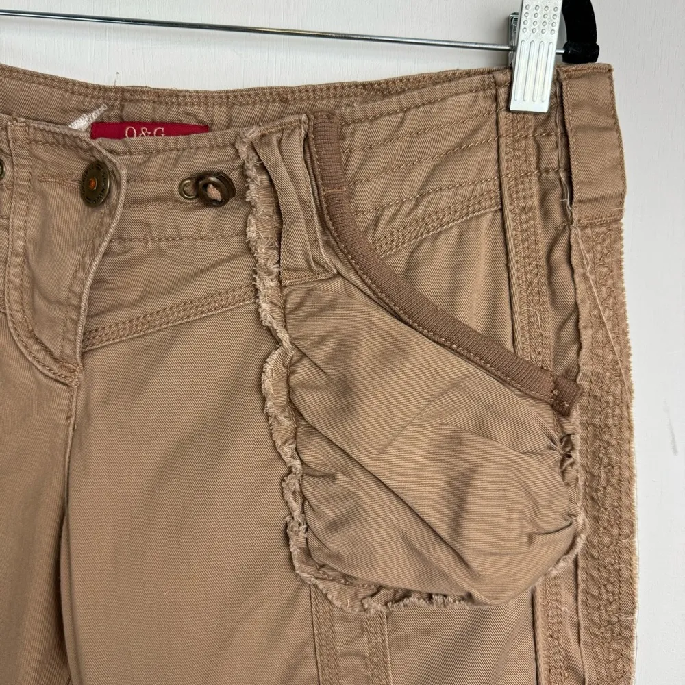 Y2K Original & Glamour Sz Large Cargo Baggy Crop Pants Patchwork Embroidered Tan - Image 6