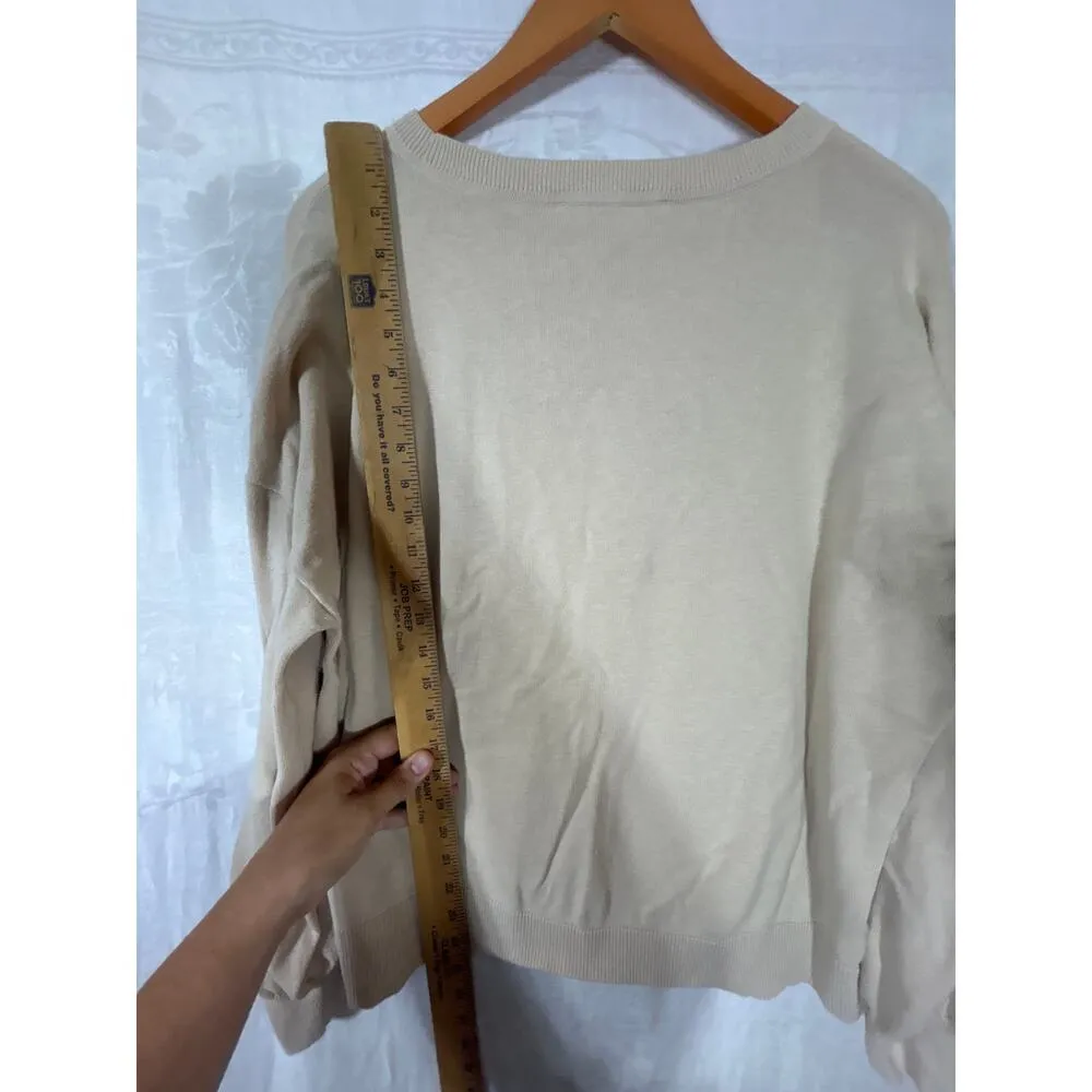 Loft Sweater XL Lot of 2 Tan Weekend Pink Ruffle Knit - Image 10