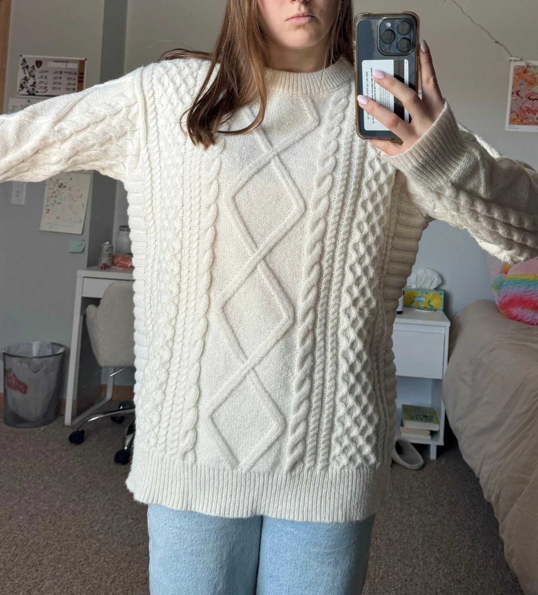 Oversized Cable Knit Sweater - Image 3