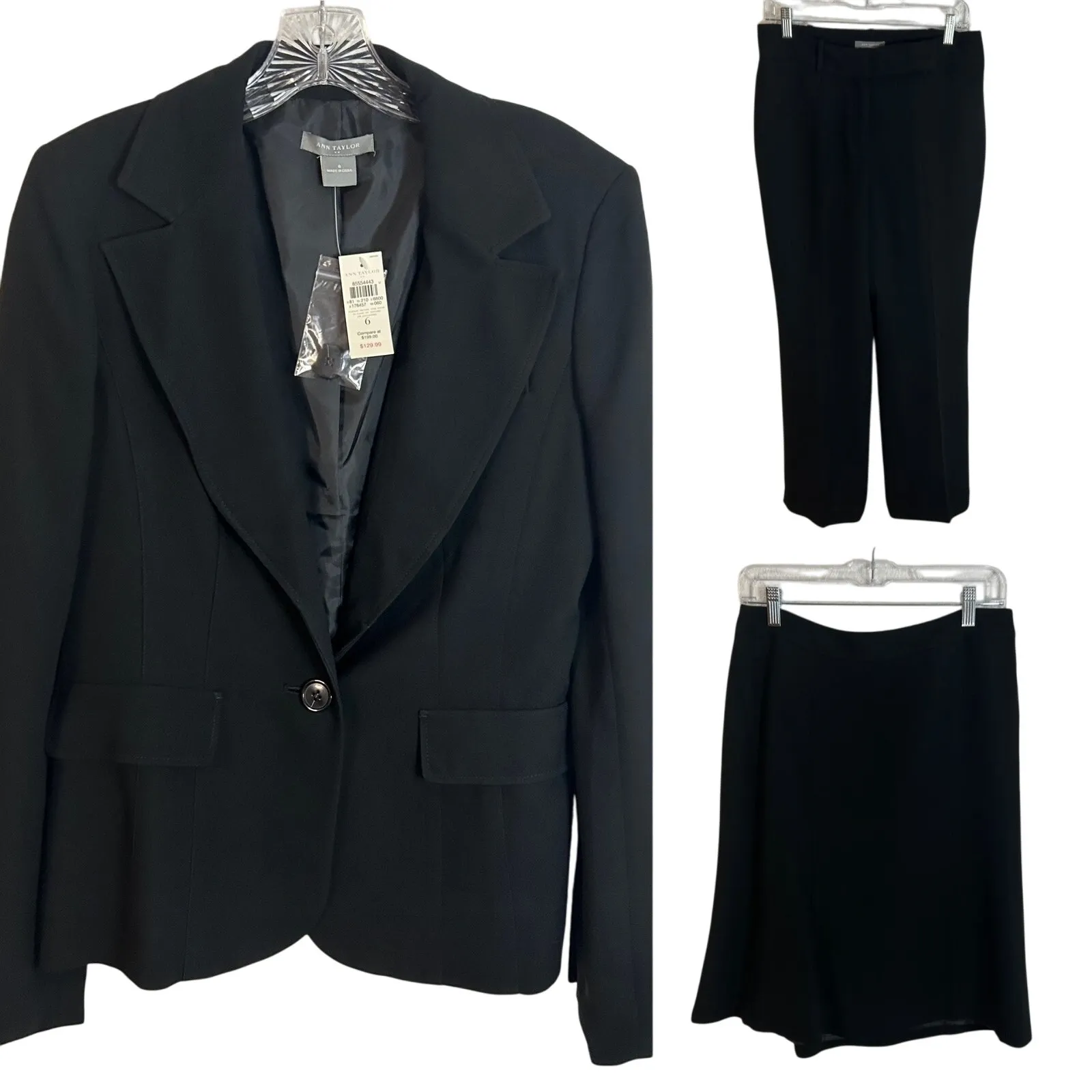 Ann Taylor  Three piece Suit Womens Size 6 Black NWT NWOT Lined - Image 2