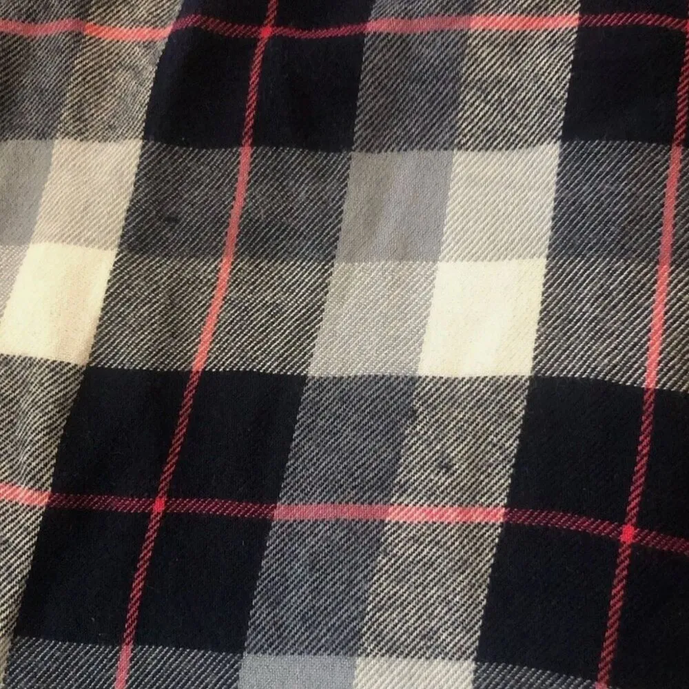 GAP Plaid Henley Tunic Top Navy Blue White Pink Flannel Button Down Shirt Medium - Image 13