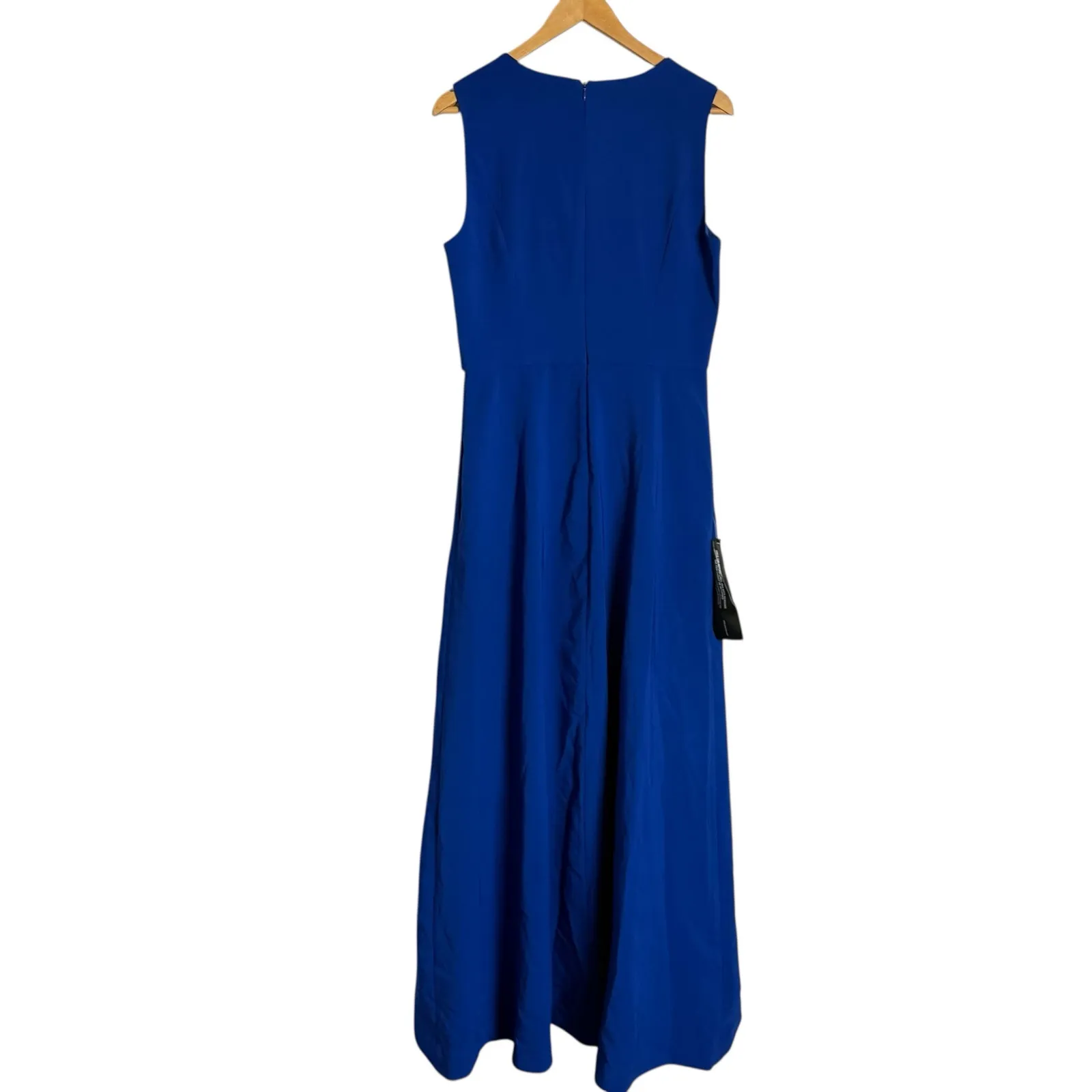 Kay Unger Melinda Sapphire Blue Sleeveless V-Neck Hi-Low Long Cocktail Gown 10 - Image 8