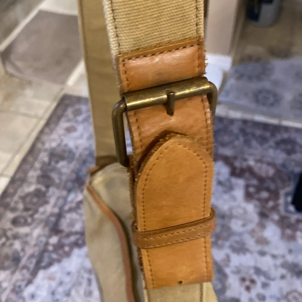 L.L. Bean Canvas and Leather trim Crossbody bag Tan - Image 7