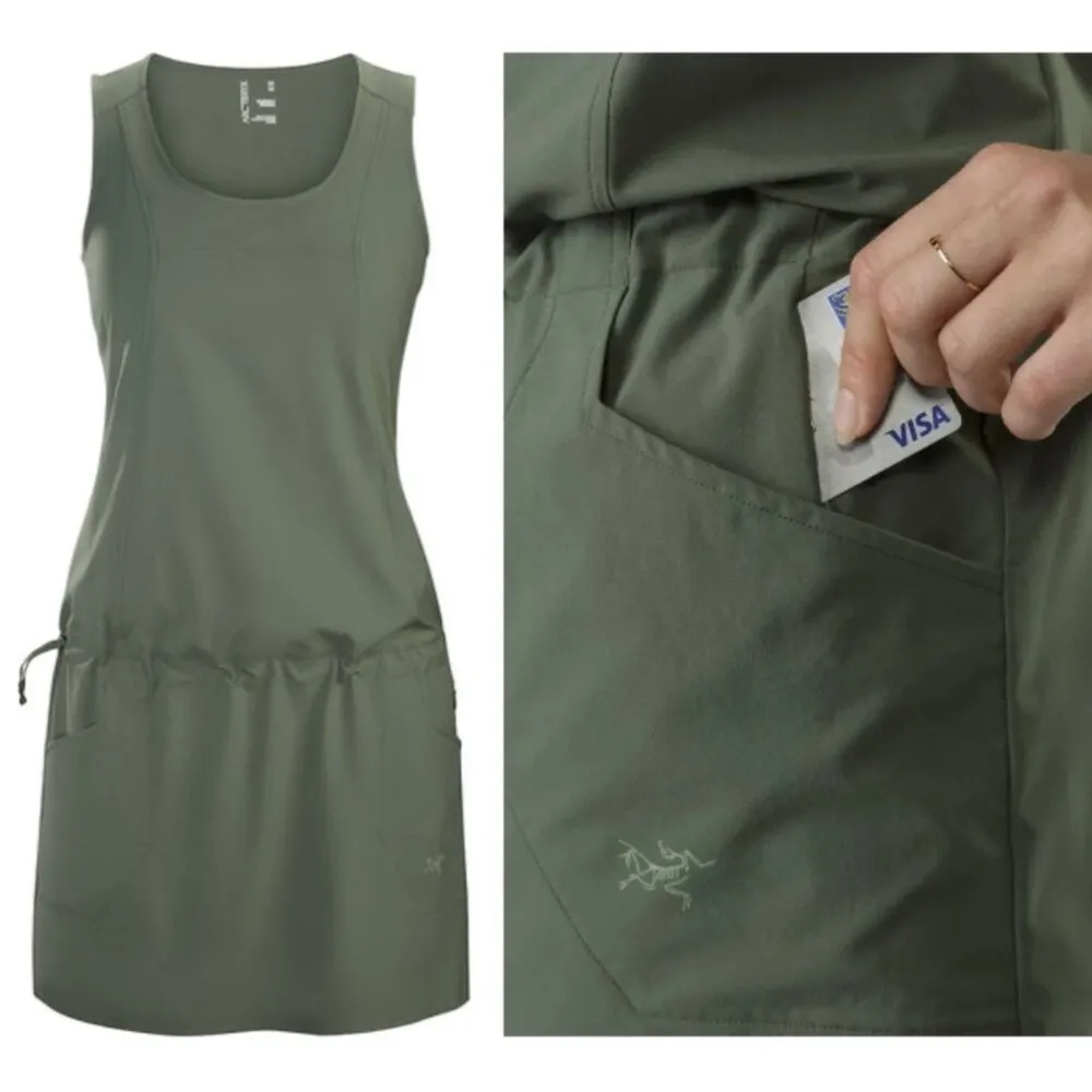 Arc’teryx Women’s Contenta Dress Sleeveless Dropped Waist Lightweight Green XL - Image 3