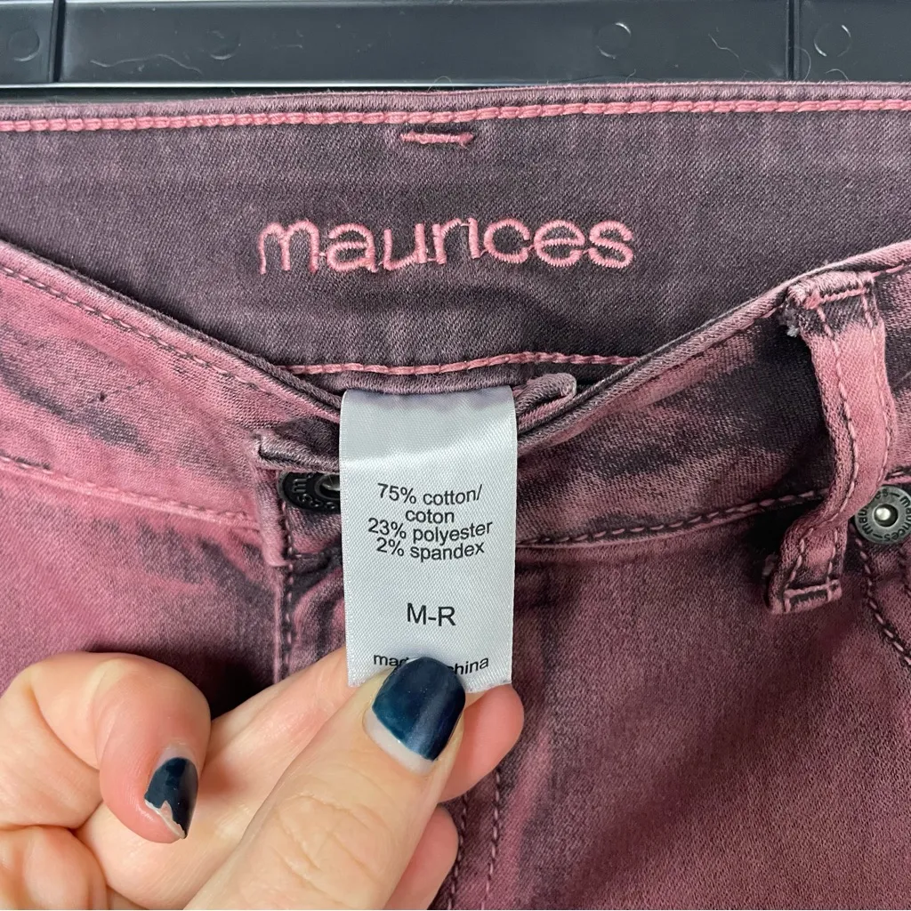 Maurices Women's Burgundy Skinny Jeans Size M - Image 5