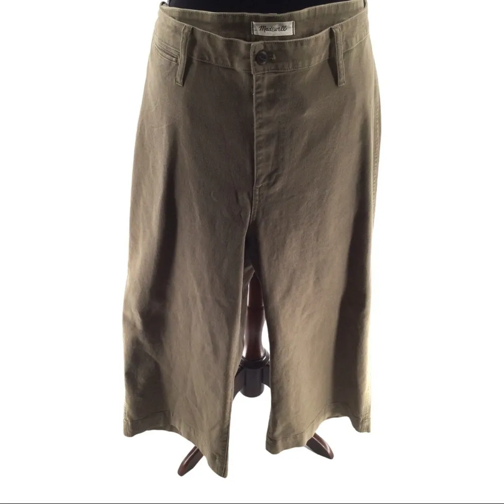 Madewell Emmett olive green wide leg crop pants - Image 3