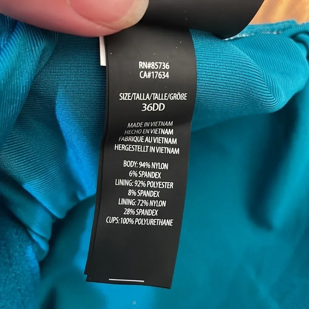 Coco Reef Classic‎ Solid Tiered Mesh Tankini Teal Cove Size 36DD NWT - Image 9