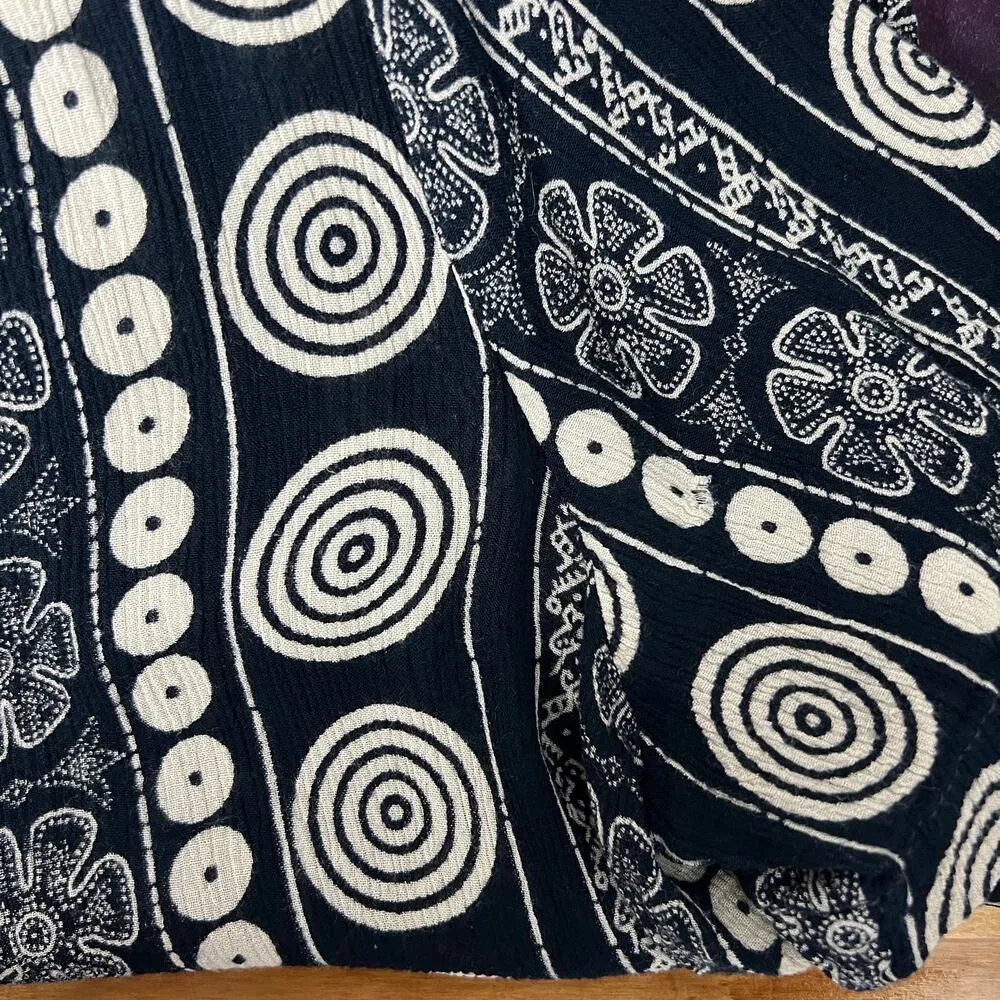 Womens Bohemian Gauzy Workwear Casual Timeless Discreet Tunic Top Size XL Black - Image 10