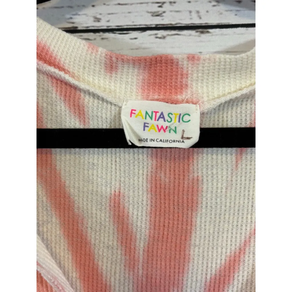 Women's Fantastic Fawn Long Sleeve Tee L Off-White Coral Tie-Dye - Image 5