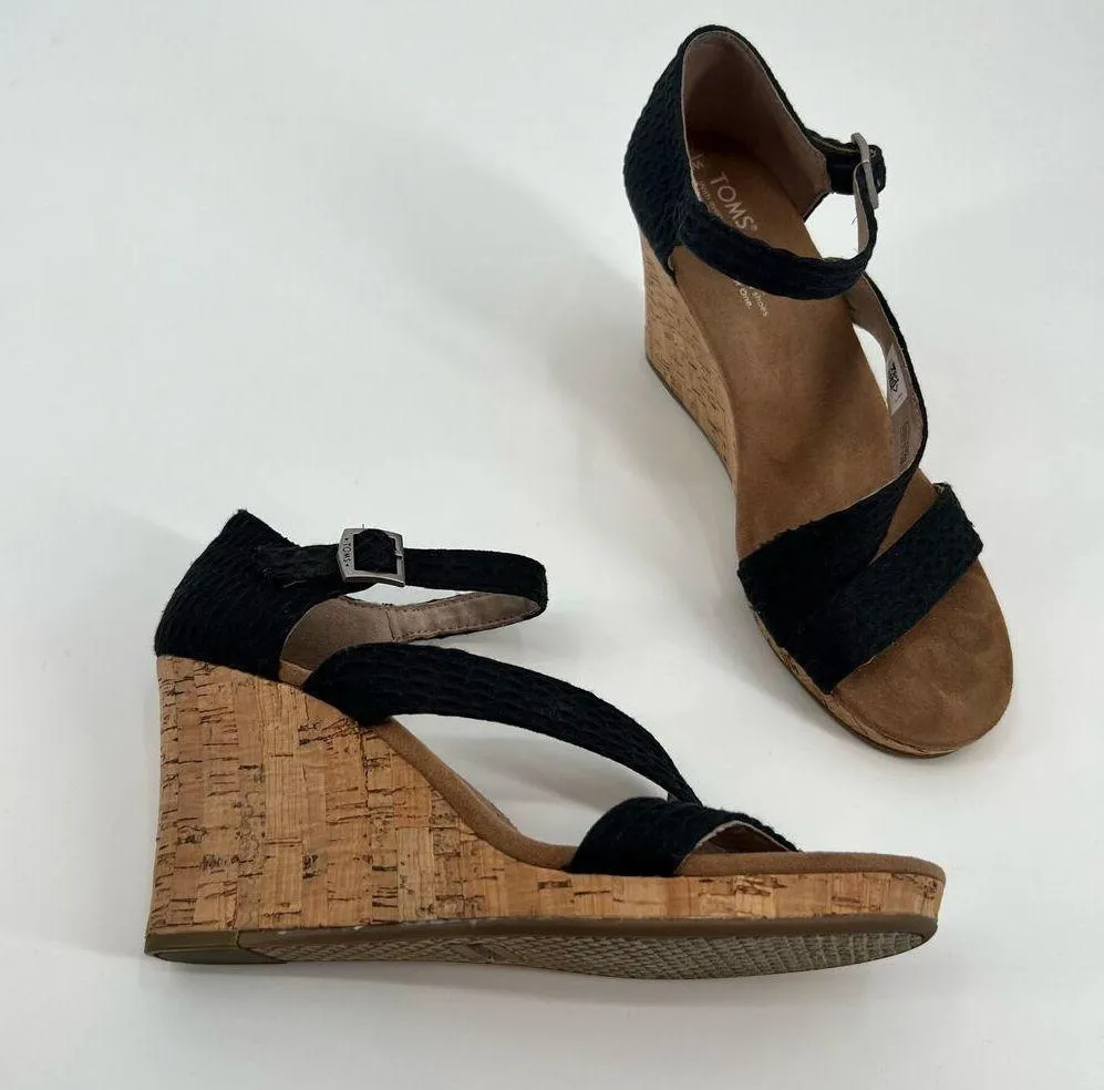 Tom’s Sienna Women's size 9 Criss Cross Espadrille Wedge buckle Sandals canvas - Image 8