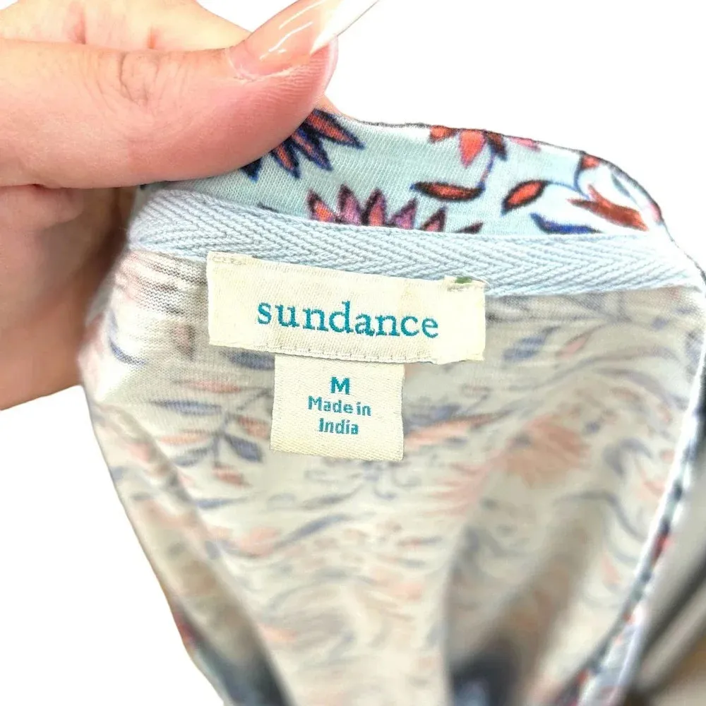 Sundance Gladiola‎ Tee Blue Floral Print Size Medium - Image 4