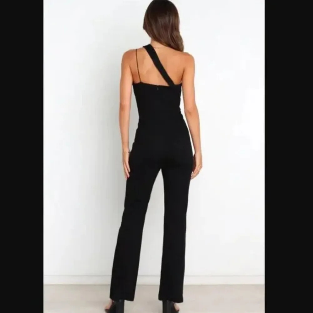 Petal & Pup Angelus Black Knit One Shoulder Jumpsuit 12 - Image 5