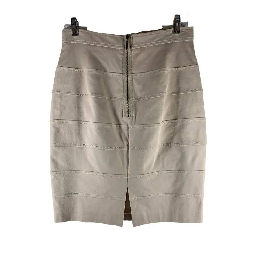 NWT Worth Almond Butter Beige Stretch Cotton Pencil Bandage Skirt Size 6 Tan - Image 4