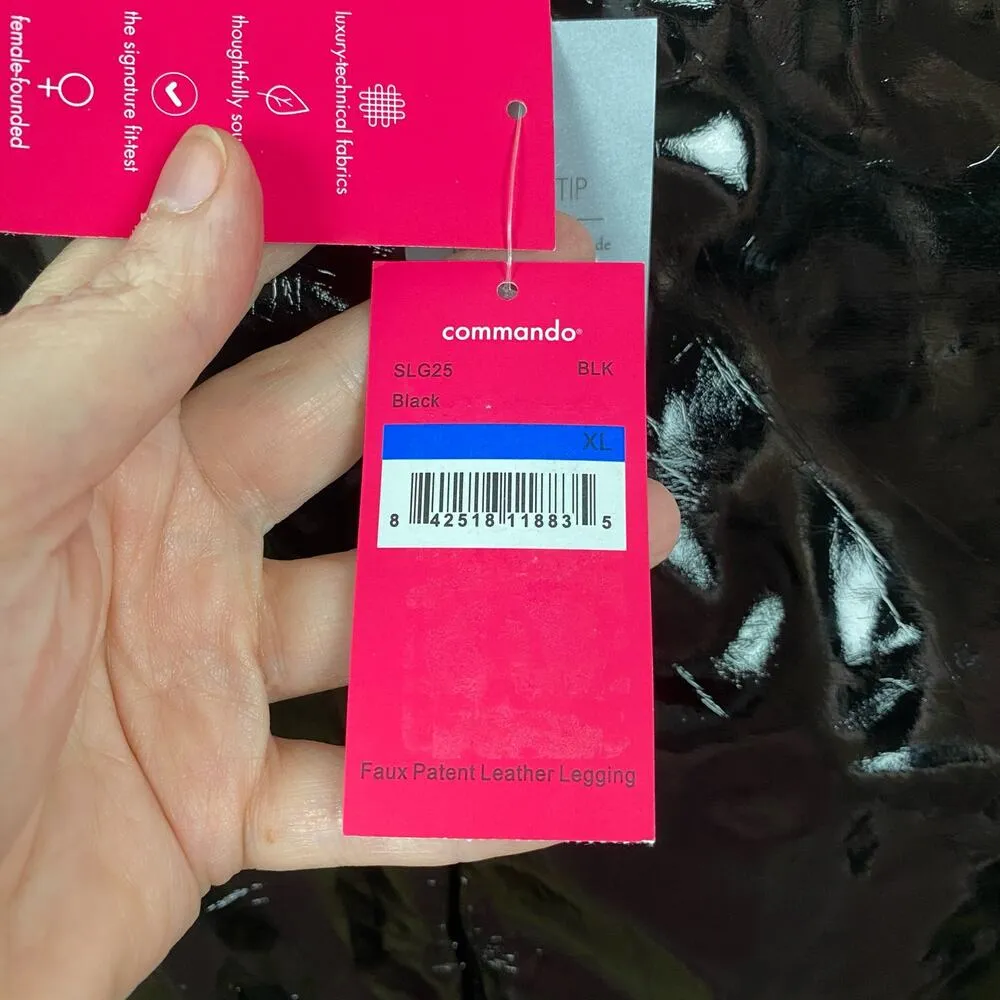 Commando Black Faux Patent Leather Leggings Sz.XL NWT - Image 12
