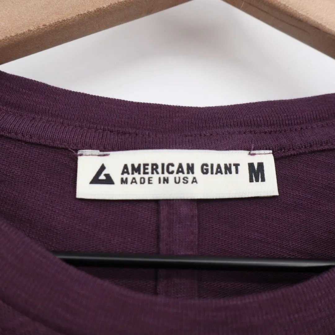 American Giant Women's Long Sleeve Crew Neck Tee Size M Made in USA Cotton Purple Size M - Image 3