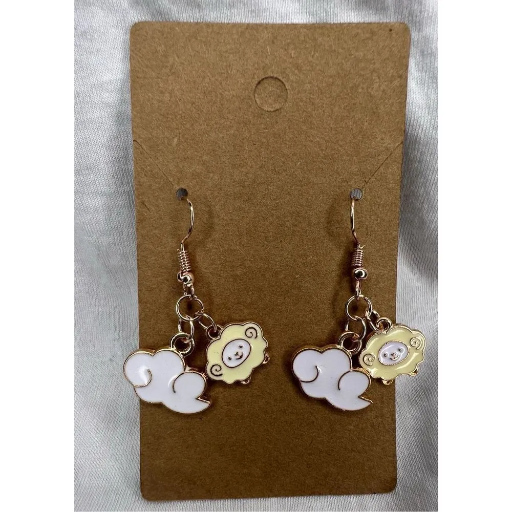 Handmade Dangly Sheep and Cloud Earrings - Image 2