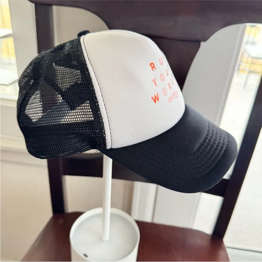 Saucony  Black and White Trucker Hat with Mesh Back - Image 12