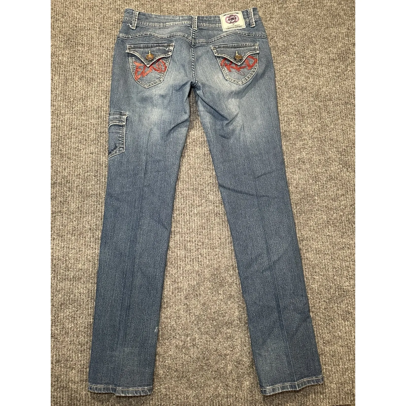 Y2K Vintage Ecko Red Denim‎ Woman's Jeans Size 7/8 Blue - Image 2