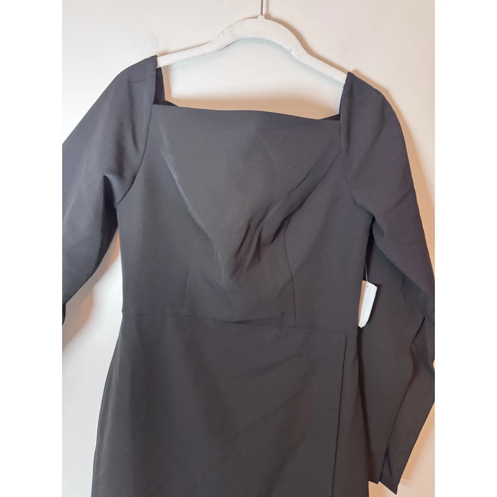 Kay Unger Black Midi Dress Split Sleeve Slit On Leg Sz 4 NEW - Image 14