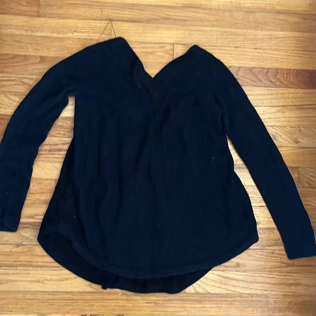 Anthro BLACK Knitted & Knotted Swing Back-pleated Sweater - Image 4