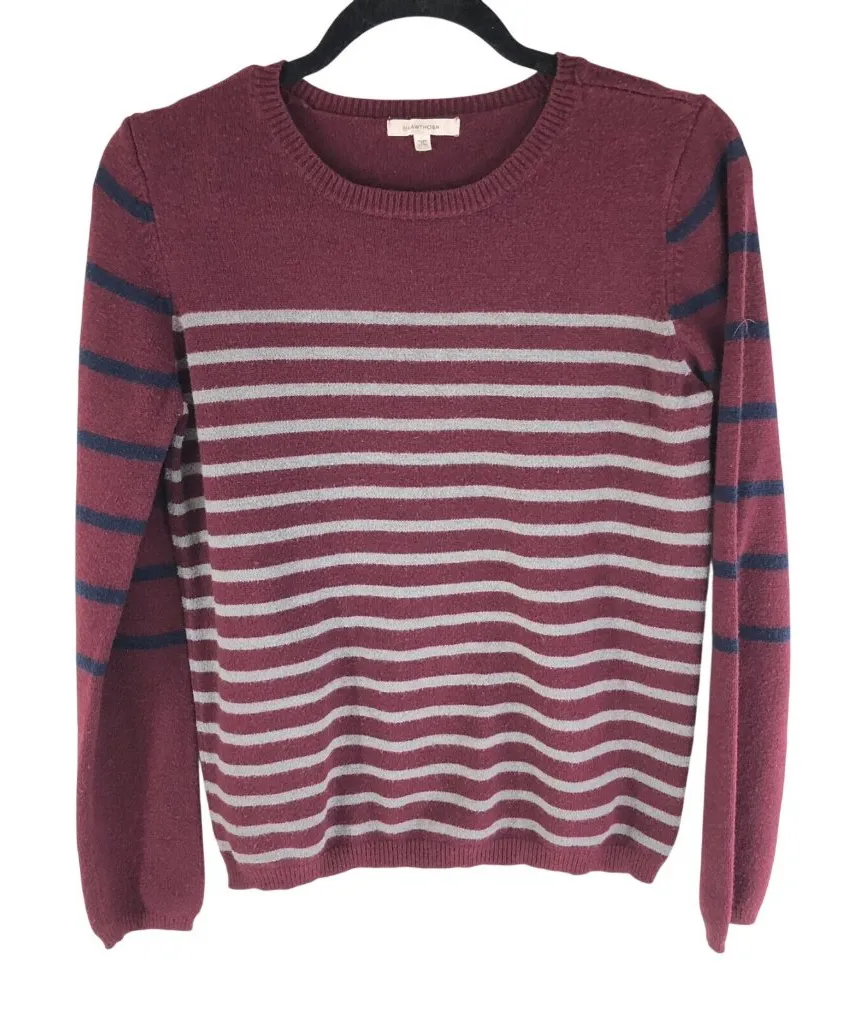 41 Hawthorn Womens Sweater Pullover Crew Neck Striped Burgundy Gray Navy M Red Size M - Image 1