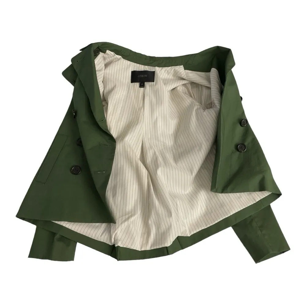 J. Crew Swing trench in Japanese cotton, cropped short Trench, Olive Khaki, OP - Image 8
