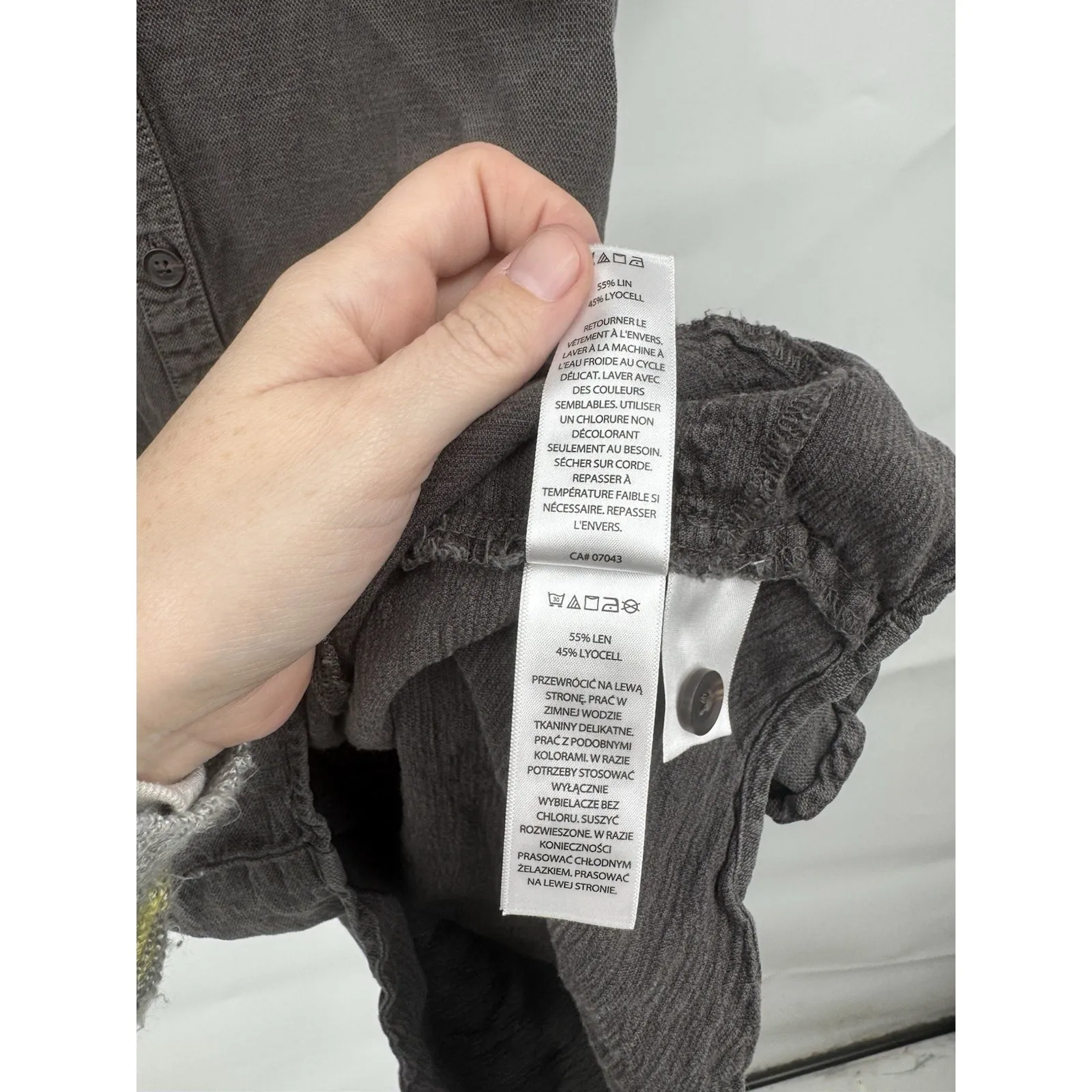 Lucky Brand Gray Linen Blend Mini Shirt Dress, Women Sz XSmall Western Indie - Image 5