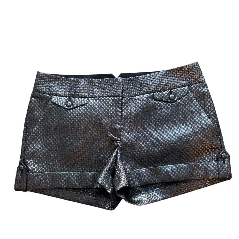 Express Jacquard Silver Metallic Shorts Size 8 - Image 2