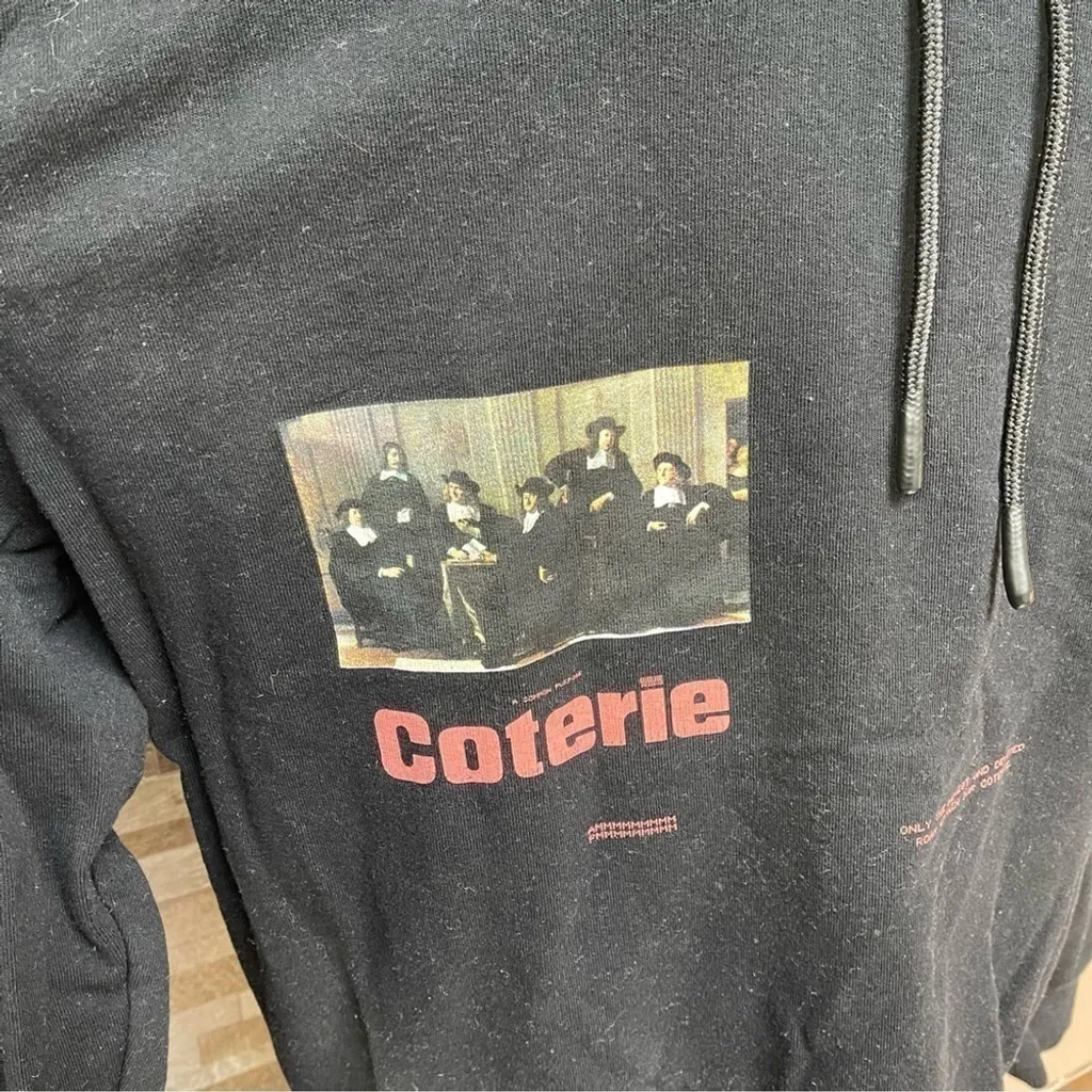 COLLUSION Unisex Lounge cotton set pants & sweat shirt hoodie black with graphic Size XL - Image 6