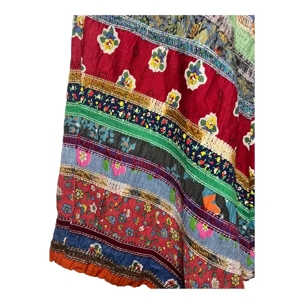 70’s Vintage Patchwork Boho Skirt Yellow - Image 3
