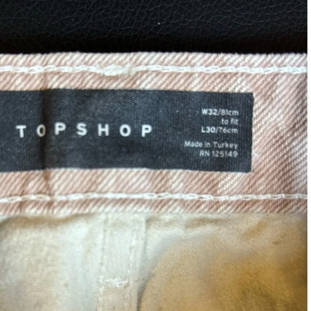 Topshop Pink Jeans 32 Waist measurement curved hem streetwear pastel - Image 3